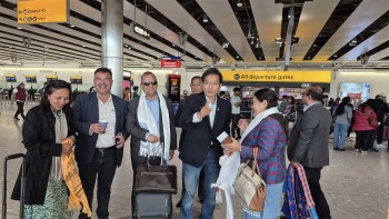 बेलायत भ्रमण पूरा गरेर स्वदेश फर्किए एमाले महासचिव पोखरेल 